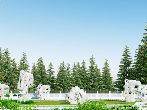 Neo-Chinese Style park landscape rockery sketch