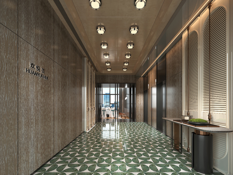 New Chinese Elevator Hall Corridor