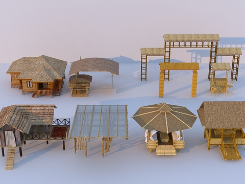 New Chinese-style Thatched House, Wooden House, Gazebo, Landscape Pavilion