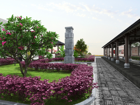 New Chinese Park Landscape Outdoor Landscape