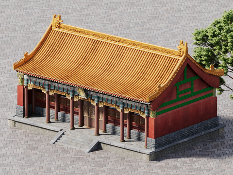 Ancient Chinese-style Palace Body and Hall Treasure Hall