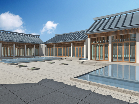 New Chinese Resort Villa Courtyard