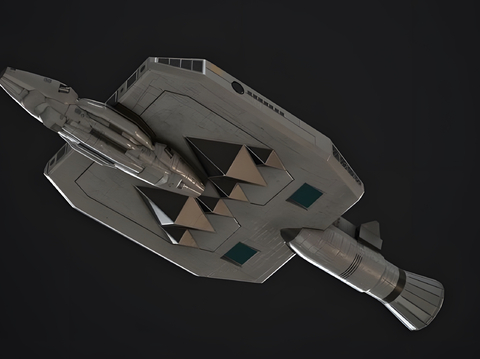 Sci-fi flying spacecraft