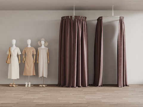 Modern Clothing Store Changing Curtain Dressing Room