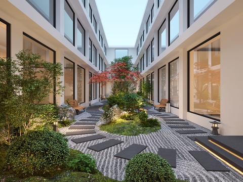 Modern Patio Courtyard Atrium View