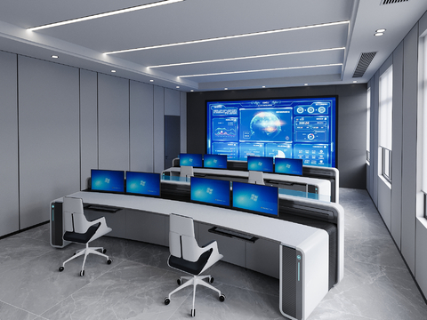 Monitoring room of modern command center