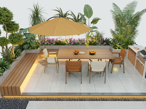 Modern Outdoor Dining Table and Chair