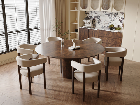 Middle style dining table and chair round dining table