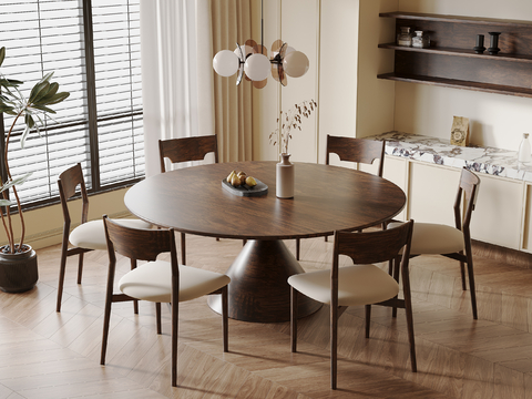 Middle style dining table and chair round dining table