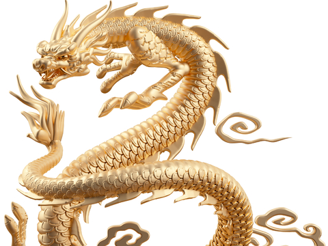 Modern Golden Dragon Sculpture