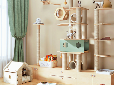 Climbing cat rack cat house feeder cat litter box