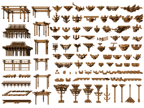 Chinese-style bucket arch mortise and tenon structure ancient building components