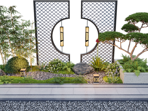 New Chinese Courtyard Green Plant Flower Border