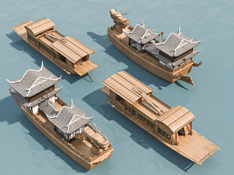 Chinese boat, wooden boat, ancient boat, sightseeing boat