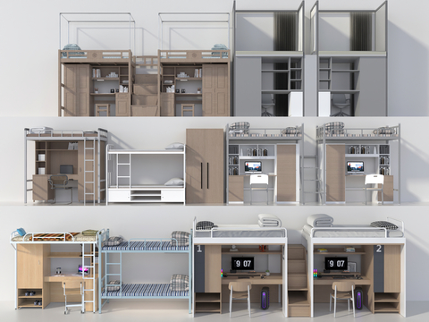 High and low bed Bedroom bed Upper and lower bunk Dormitory bed