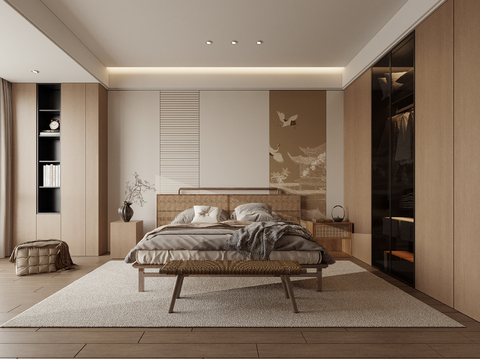 Neo-Chinese Style Bedroom Master Bedroom Song Style Style Bedroom