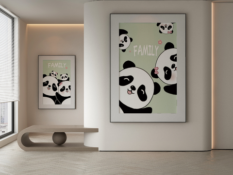 Cartoon Hanging Painting Panda Hanging Painting Decorative Painting