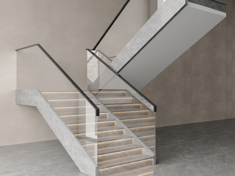 Glass Handrail Stairs Corner Stairs