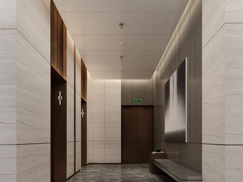 Modern office elevator hall