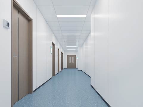 Modern hospital aisle corridor