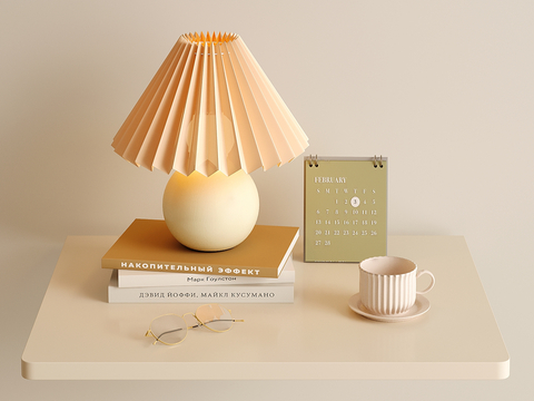 Modern ornaments table lamp calendar coffee cup glasses