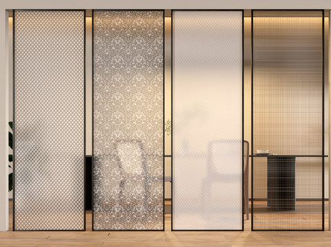 Modern glass partition brushed glass