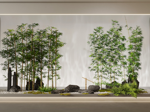 New Chinese Zen rockery landscape sketch bamboo