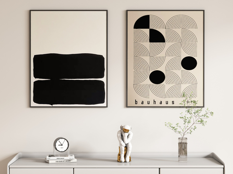 Modern abstract painting black and white hanging painting