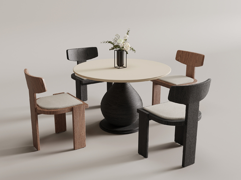 Middle style dining table and chair round dining table