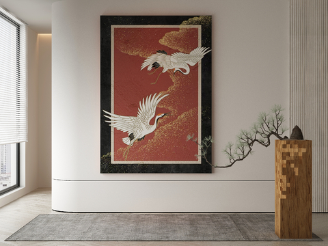 New Chinese Crane Painting Texture Painting Art Painting Decorative Painting