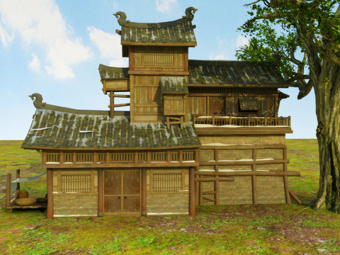 Chinese-style wooden house rural house