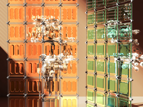 Glass brick partition art partition