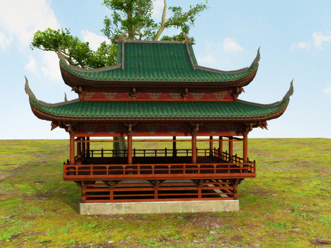 Chinese ancient building tower attic