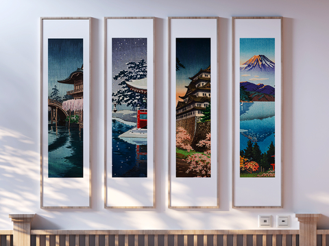 Japanese architectural painting, decorative painting, art painting, combination painting