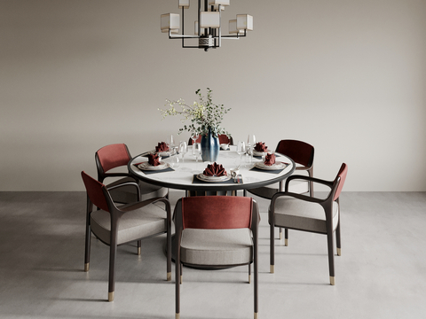 New Chinese Dining Table and Chair Round Dining Table