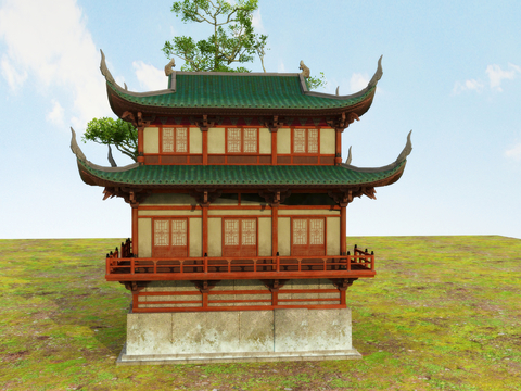 Chinese ancient building tower attic