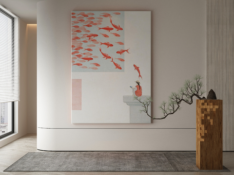 New Chinese Decorative Painting Koi Hanging Painting