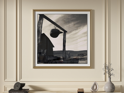 French Simple Painting Black and White Hanging Painting Realistic Decorative Painting