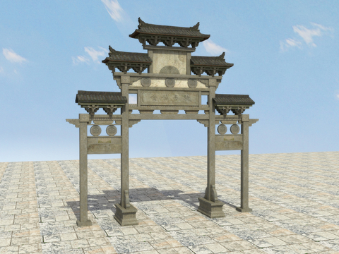 Chinese-style archway archway