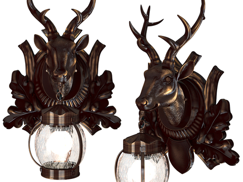 European-style deer head wall lamp