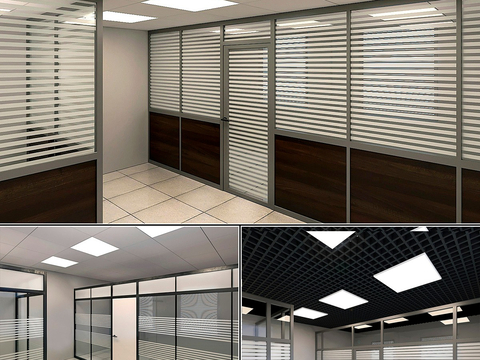 Modern glass curtain wall office glass partition