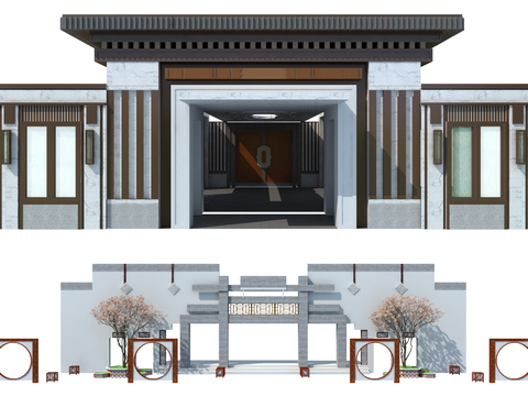 New Chinese Entrance Courtyard Gate