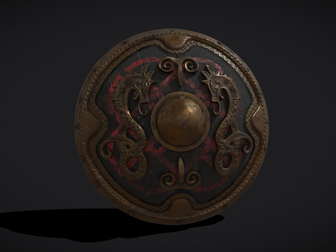 Viking Dragon Shield Shield Animation Props