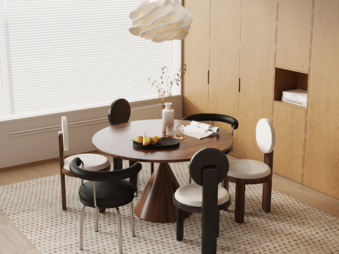 Middle style dining table and chair round dining table