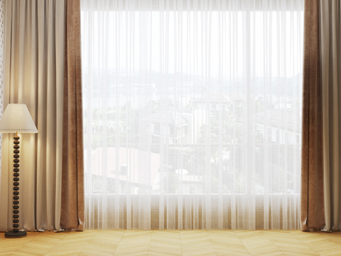 Modern Curtain Gauze Curtain Pleated Curtain Solid Color Curtain