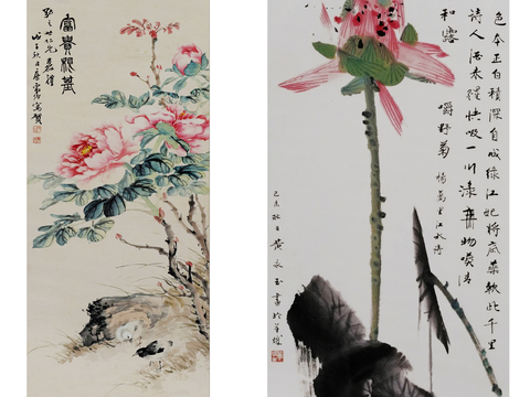 Chinese ink painting, flower painting, hanging painting