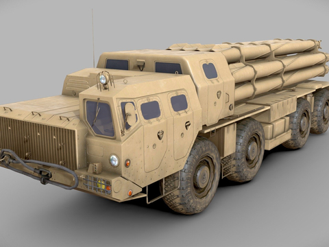 Multi-barrel rocket launcher military vehicle material vehicle