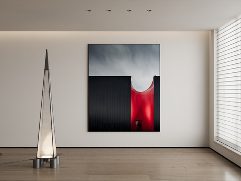 Modern Red Hanging Painting Architectural Painting Decorative Painting