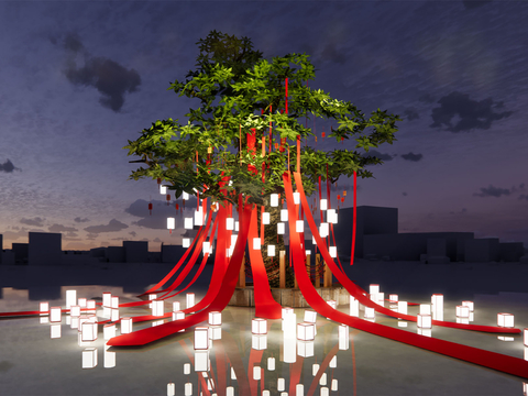 Modern Wishing Tree Art Display