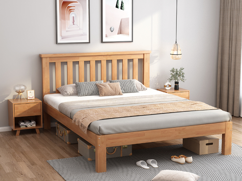 Nordic Solid Wood Bed Double Bed